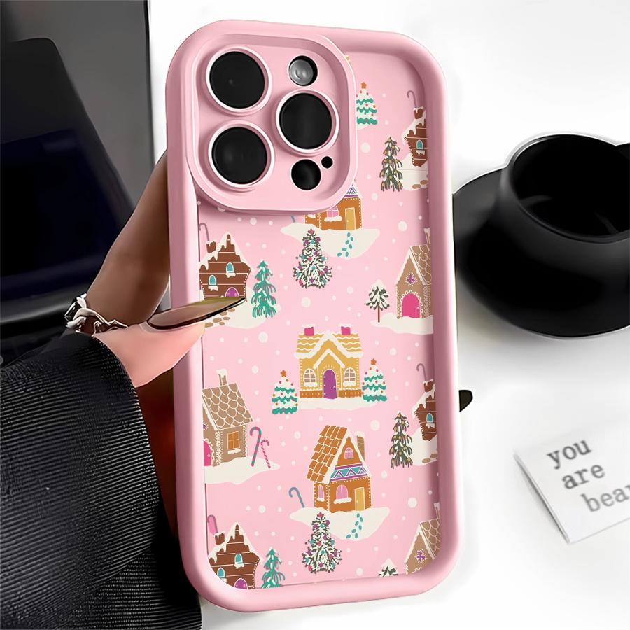 Christmas Gingerbread Houses Phone Case Suitable for Apple iPhone 17 E Air Pro ProMax iPhone16 15 14 Plus 13 12 Mini 11 X XS XR Shock Proof All Inclusive Lens Protection Girlish Style Cute Can Be Given to Friends