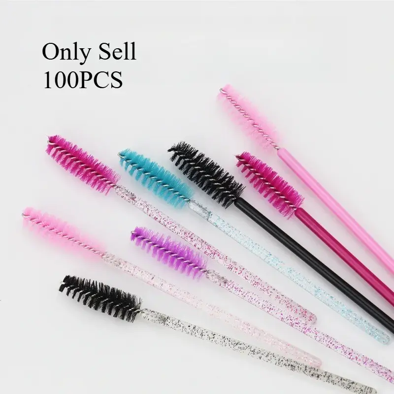 Disposable Makeup Brushes, 100pcs Brush Mascara, Eyebrow Crystal, Eyelash Extension Wand Applicator, Spooler for Women, Cosmetic Tool