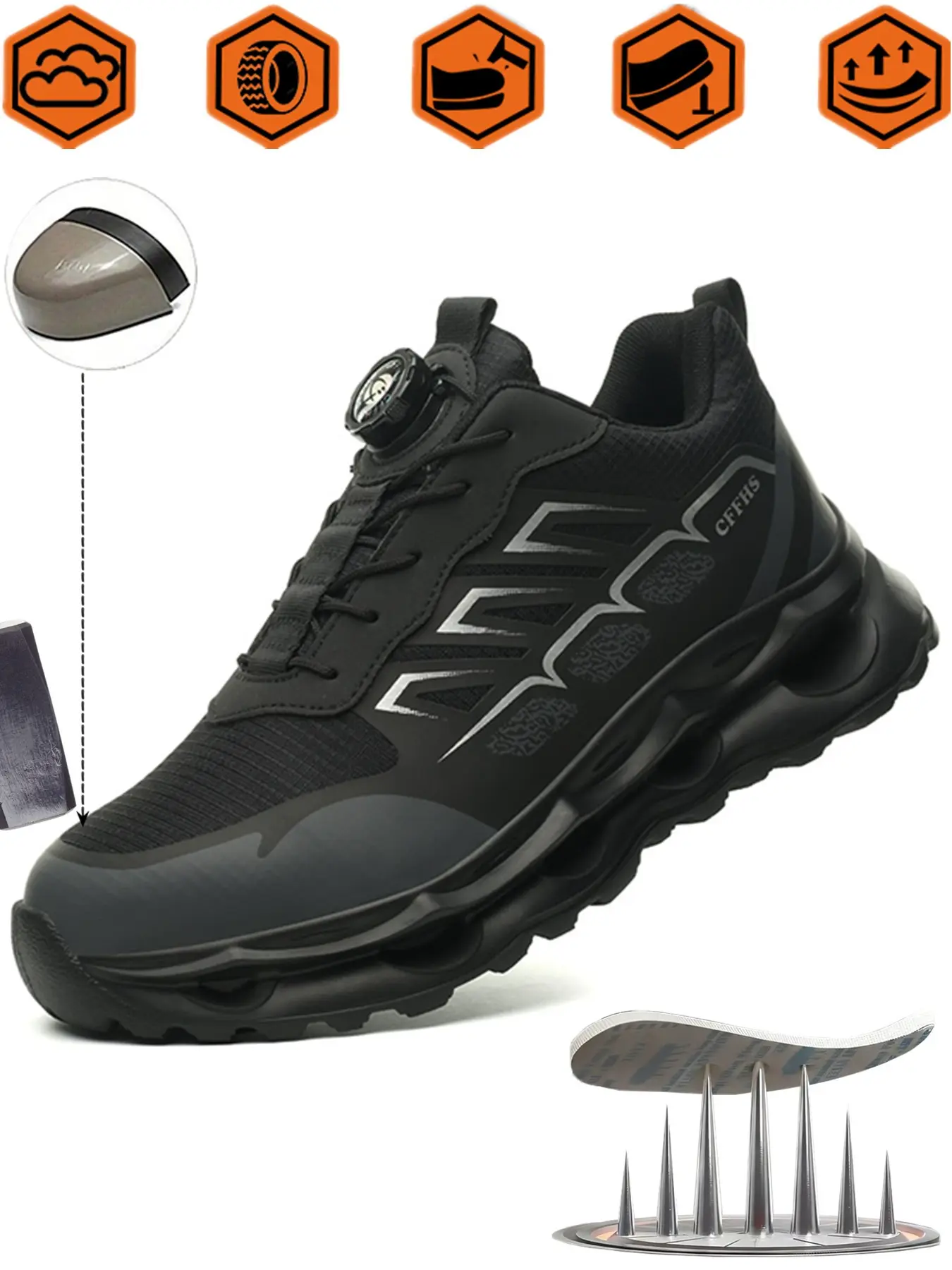 Men's Safety Shoes, European Standard Steel Toe, Kevlar Anti-Puncture, Strap Laces, Ideal for Daily Workshop Use, All-Season Casual Footwear
