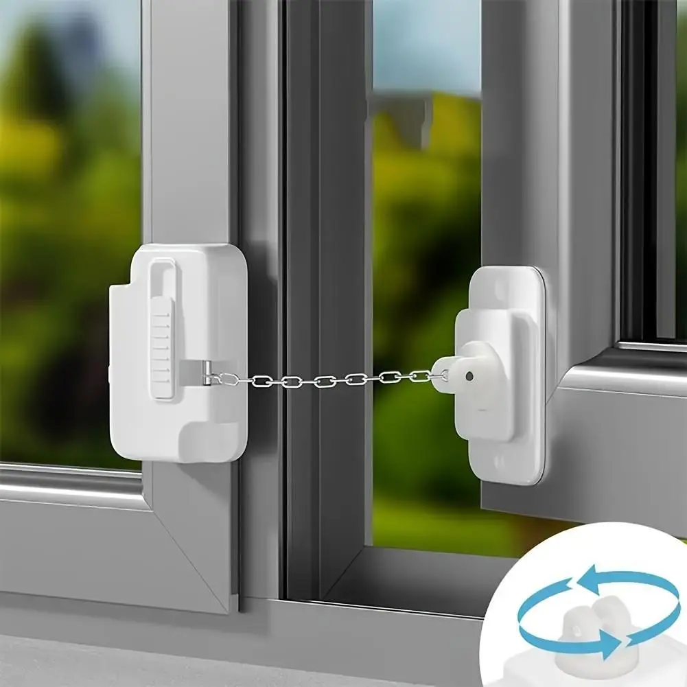 3 Pack Punch-Free Self-Adhesive Adjustable Window Safety Locks, Sturdy Metal Plastic Anti-Lift Window Limiter, Easy Installation Window Stopper Childproofing For Kids Safety, Fresh Air Ventilation And Household Privacy Protection