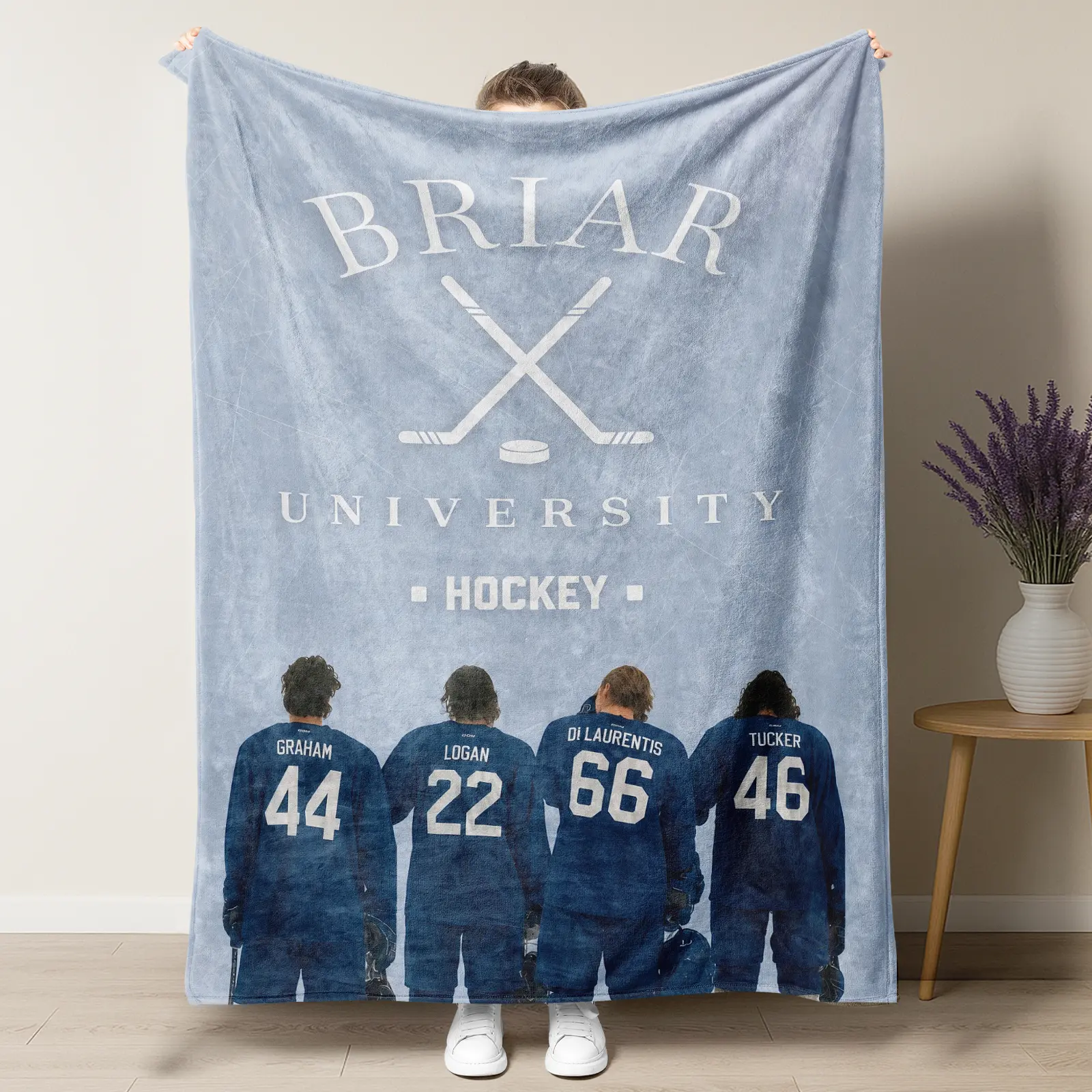 Off Campus Season 1 Briar University Hockey Flannel Throw Blanket - College Romance Series Inspired, College Sports Logo Blanket for Youth Drama Fans, College Sports Logo Blankets