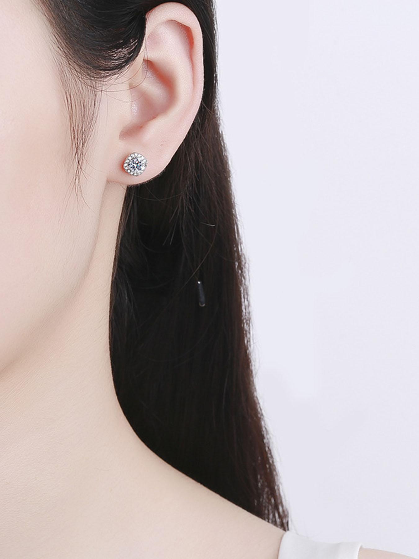 925 Sterling Silver Fashion Square Synthetic Moissanite Decorated Square Shaped Earrings, Elegant Matching Jewelry for Women, Daily Decor, Birthday Gift