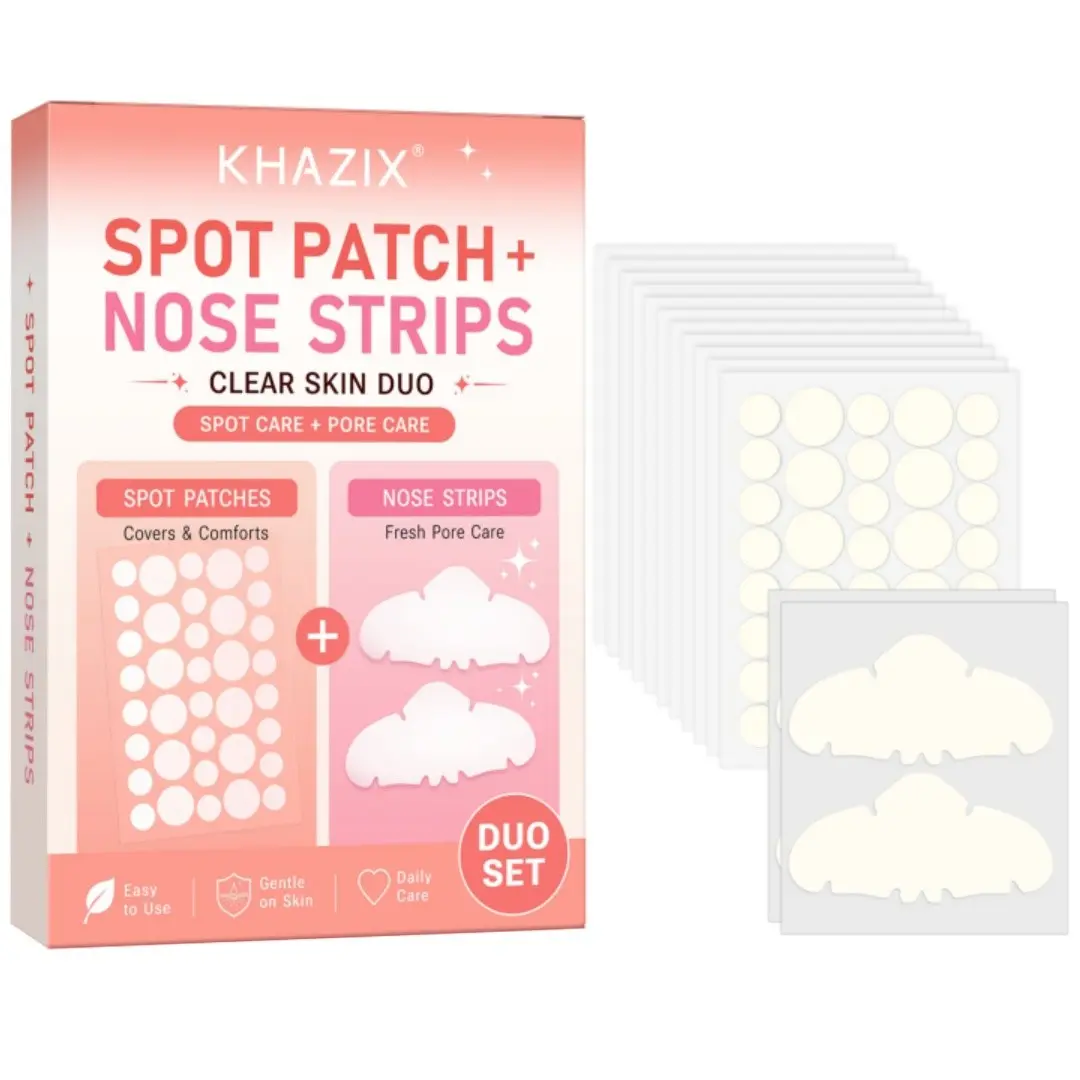 Khazix Spot Patches and Nose Strips, Acne Care Deep-Pore Cleansing Patches, Tear-Off Design, Non-Irritating, for Men and Women