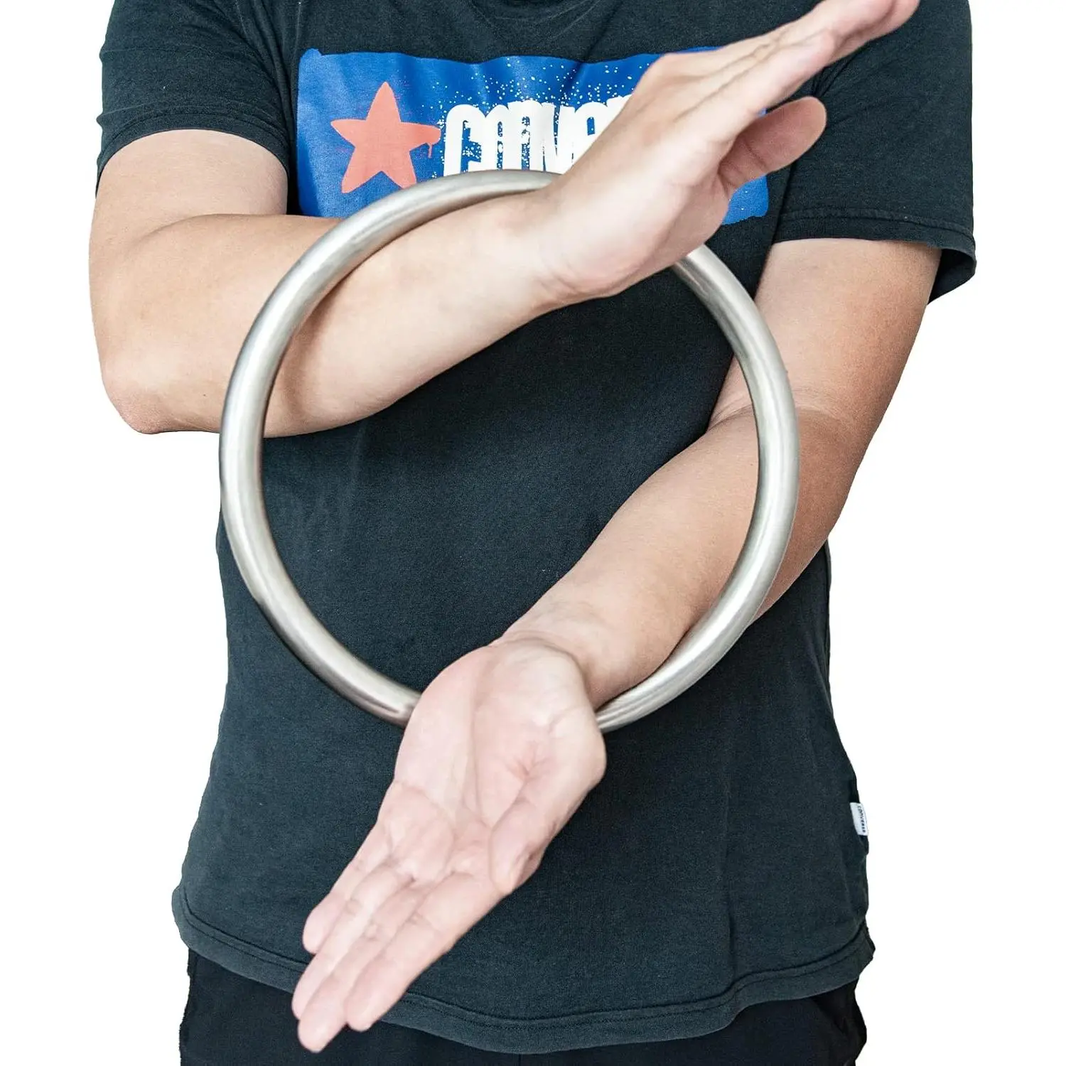 Stainless Steel Wing Chun Ring, 0.5lb Chi Sau Sticky Hand Trainer for Unisex Martial Arts, Friction-Free with 8.26-Inch Inner Diameter