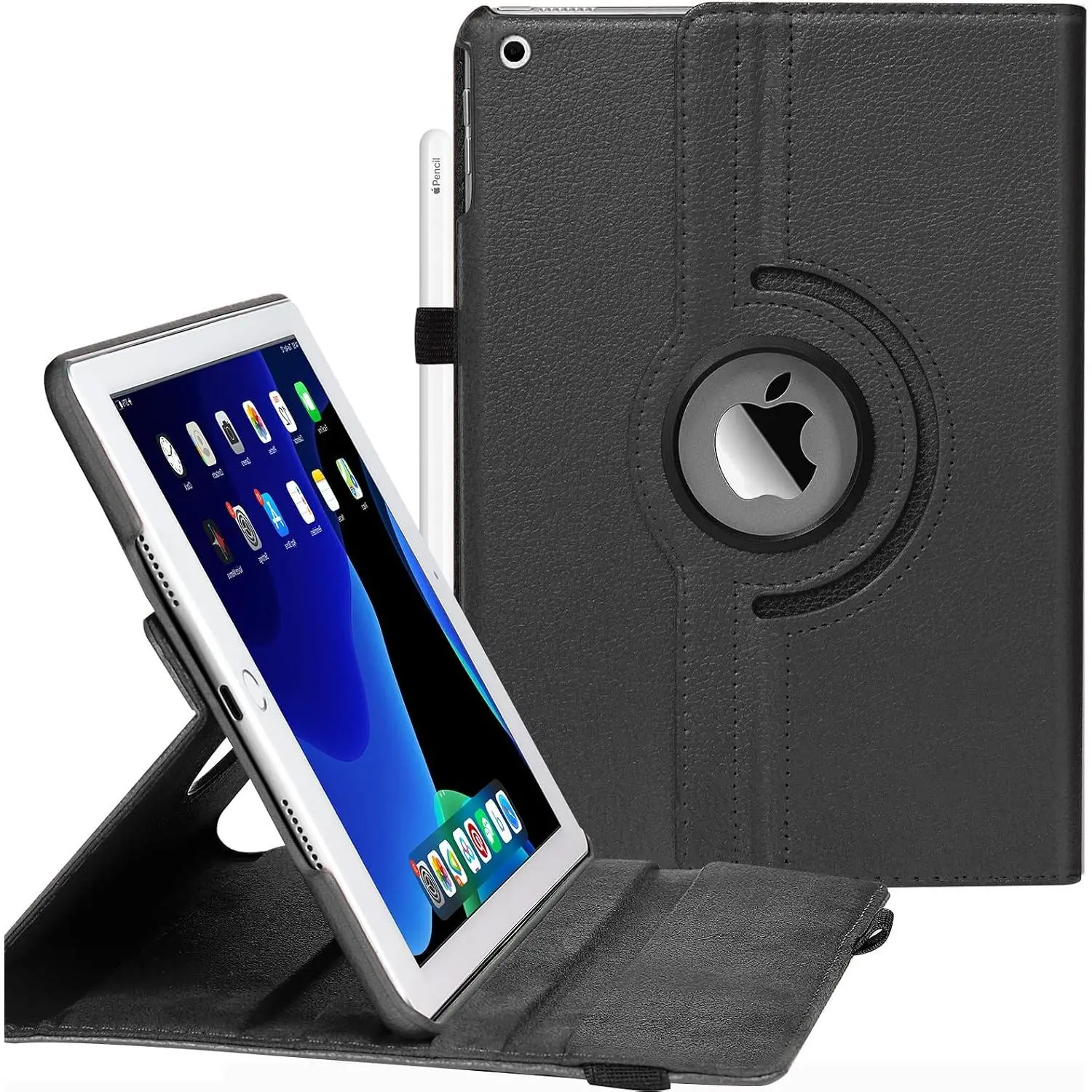 Case for iPad 9th Generation(2021)/ 2020 iPad 8th Generation/ 2019 iPad 7th Generation for 10.2 Inch iPad Case Covers, 360  Rotating Protective iPad Case with Sleep Function (Black)