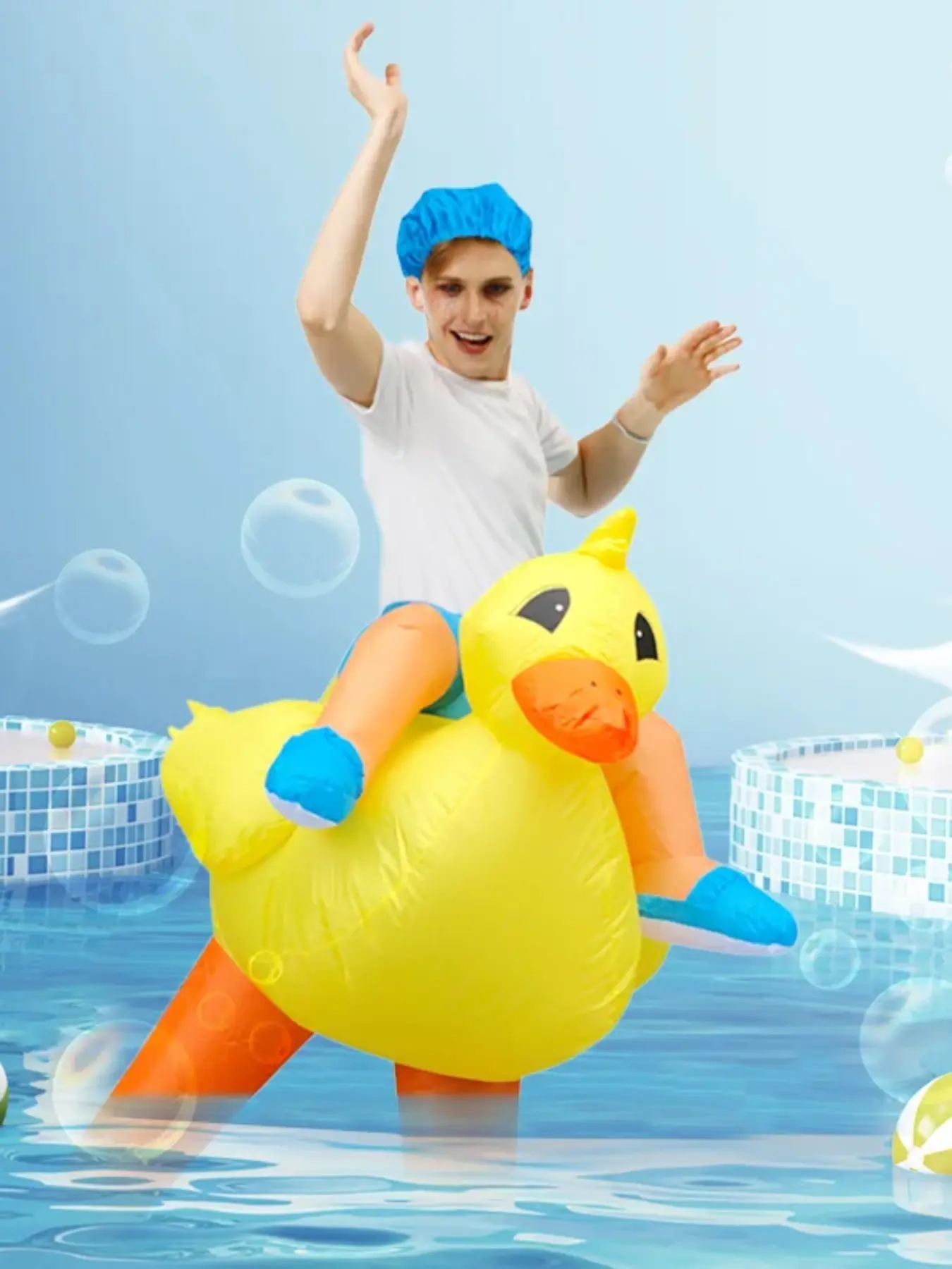 Adults Inflatable Duck Costume, Halloween Costumes for Women Men, Animal Cosplay Carnival Costume, Party Fancy Dress