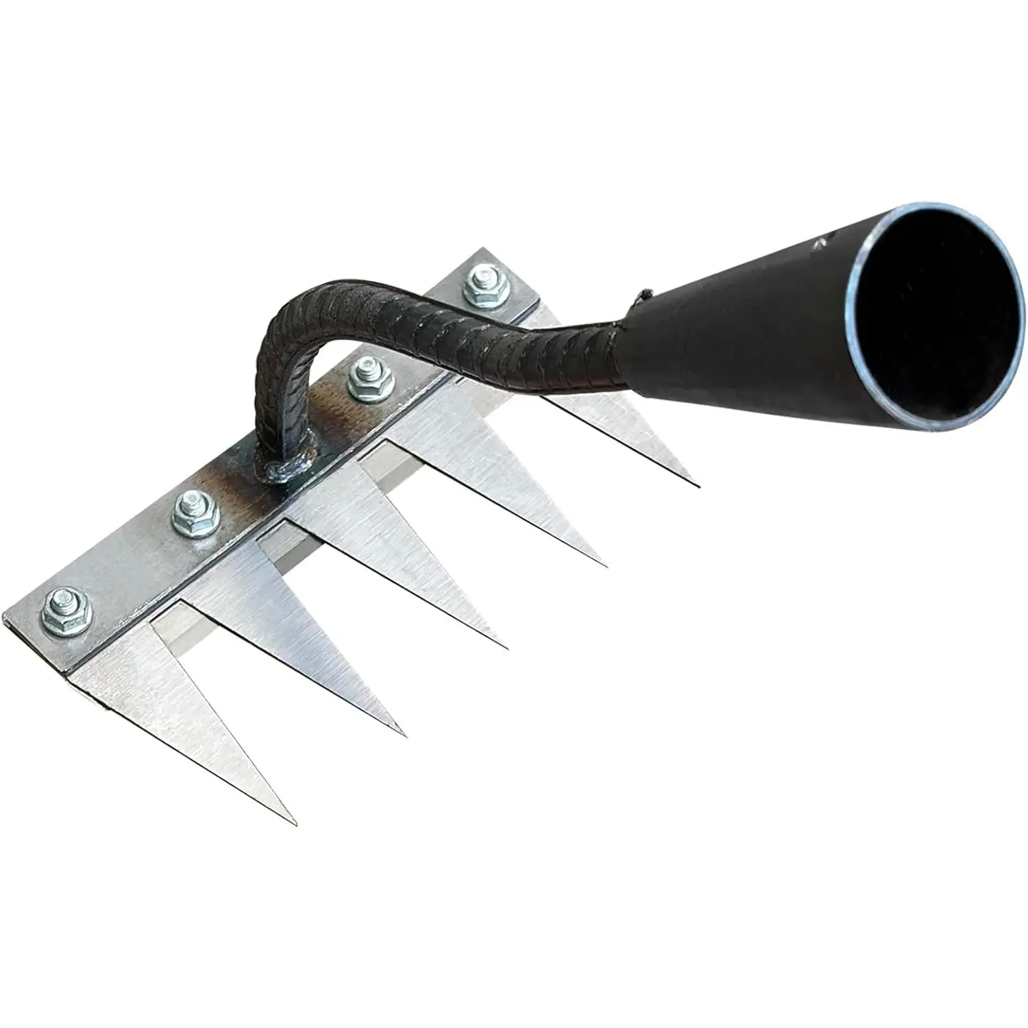 Ironrake The Heavy-Duty Iron Weeding Rake,1pc Iron Rake for Gardening and Weeding with 5 Metal Tines,Weeding Rake for Sturdy Dethatching,Ironrake for Backyard Lawn Loosening Planting Weeding (5 TINES)