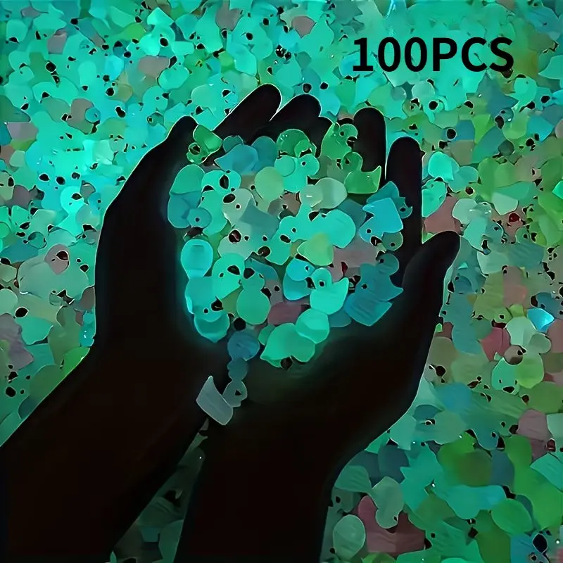 100 Mini Colorful Glow-In-The-Dark Ducks, Random Colors, Garden Decor, Car Ornament, DIY Aquarium, Holiday Decoration, No Installation Needed