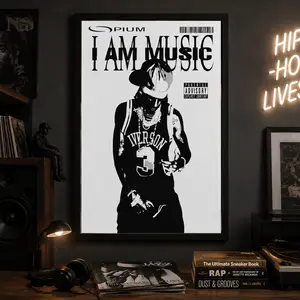 "I Am Music" Album Cover Art Poster - Stylish Trap Music Wall Art Canvas Print - Street Aesthetic Home Decor Bundle with Bedroom,Cool,Men's Room Picks & Room Essentials - Hip-Hop Fan Gift, Bedroom Decor, Dorm Office Wall Art