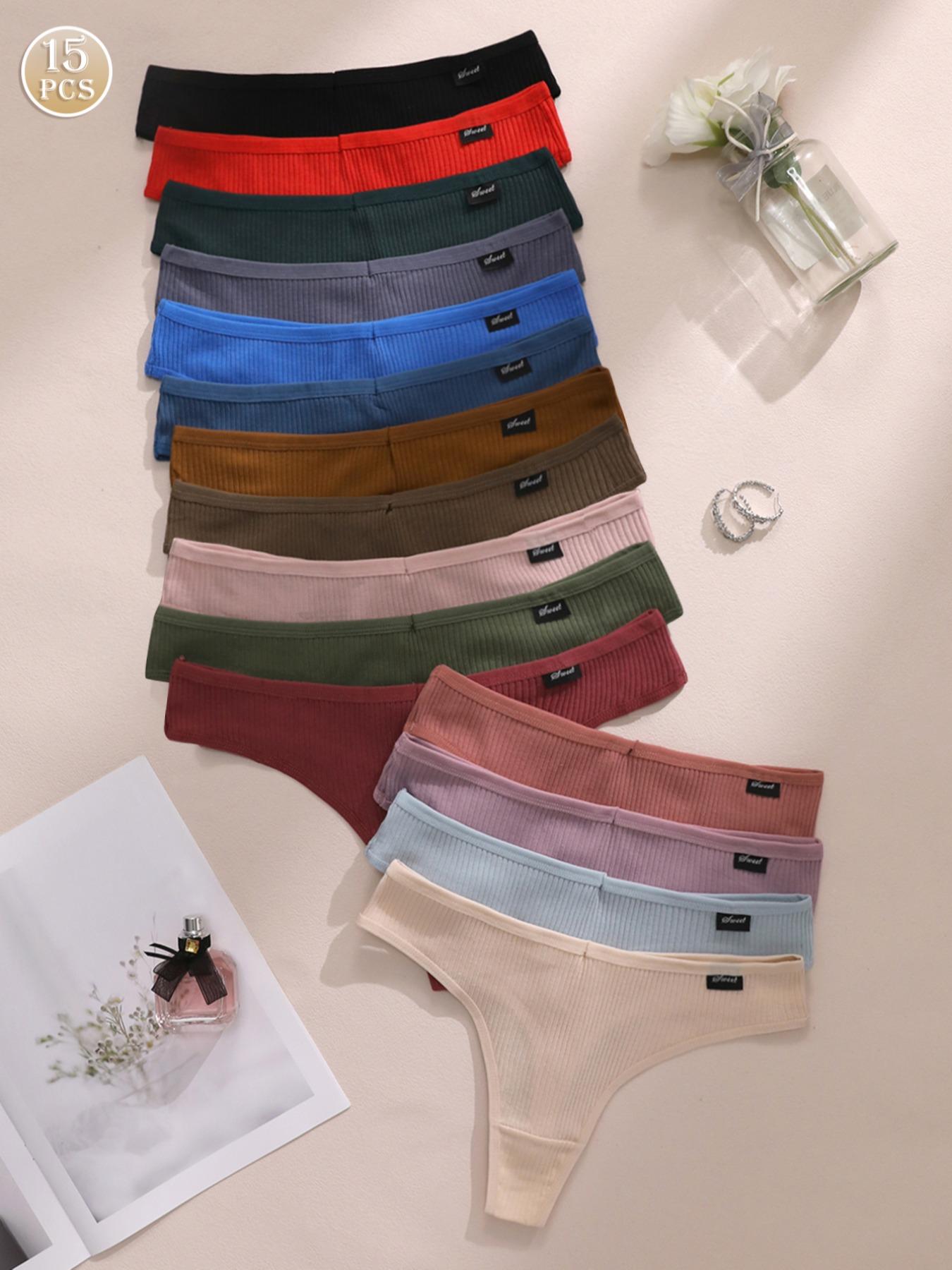 Women's Solid Color Thong, Soft Comfy Breathable Panty Casual Style Underwear for Daily Wear, Women's Underwear for All Seasons