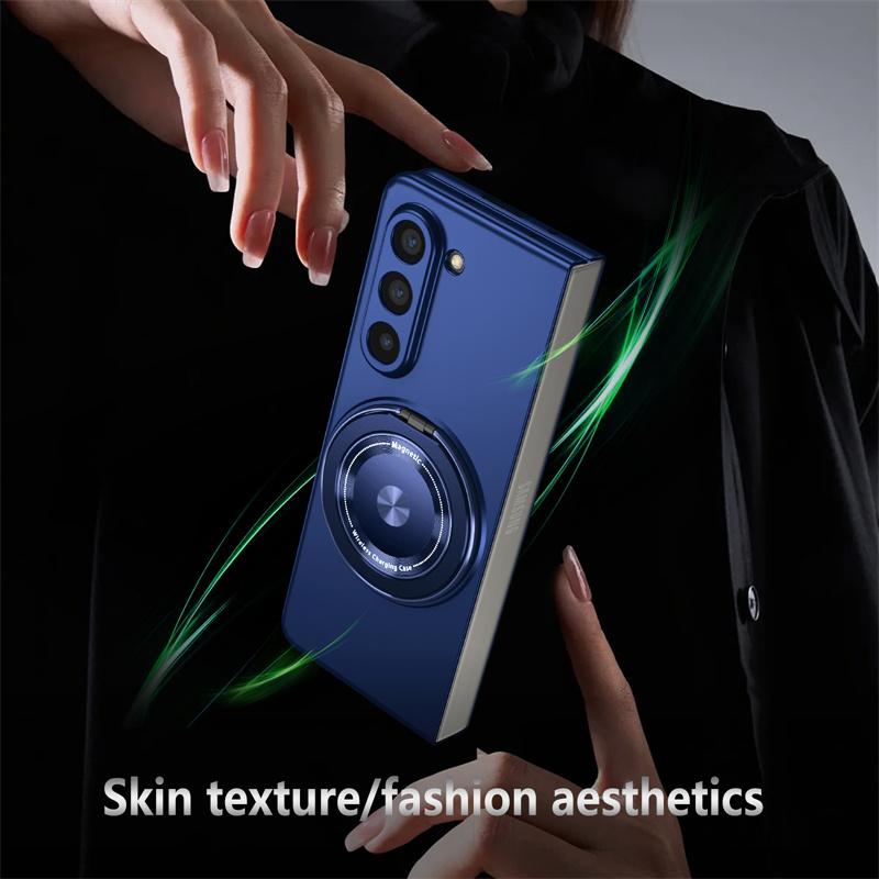 [LX]360. °     Magnetic Ring Kickstand Phone Case For Samsung Galaxy Z Fold7 6 5 4 3 Fold6 Fold5 Fold4 Fold3 5G Hard Shell Protection Cover