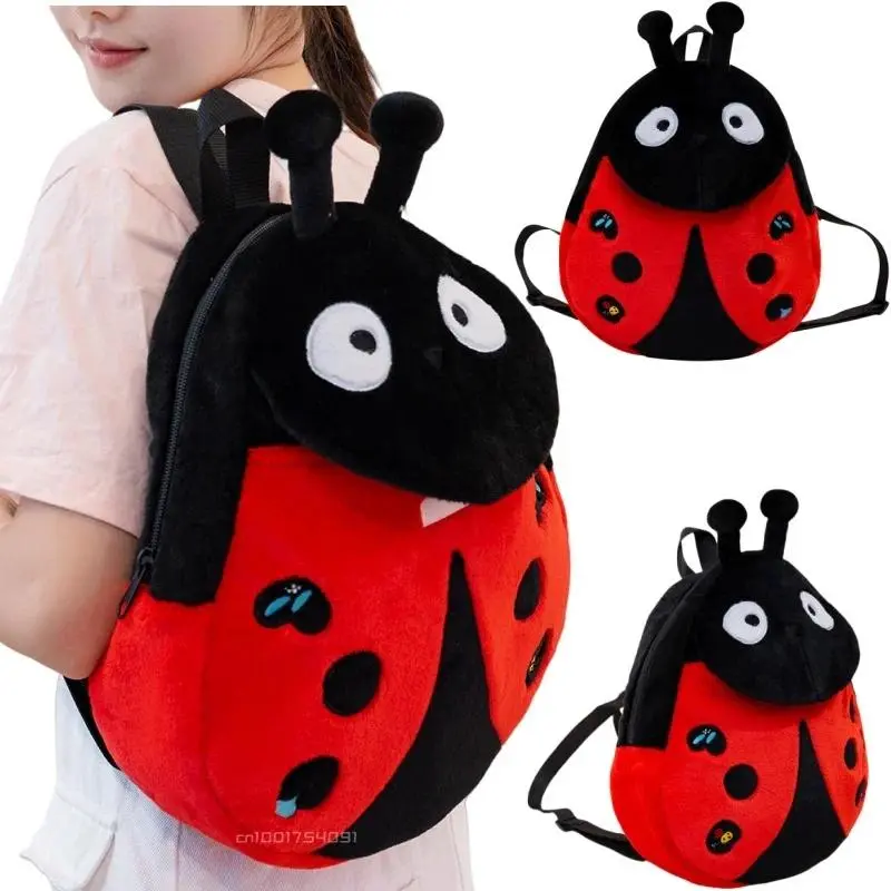 1pc 40cm Ladybug Backpack Stuffed Cartoon Children Kids School Shoulder Bag Birthday Gift for Her Boy Girl