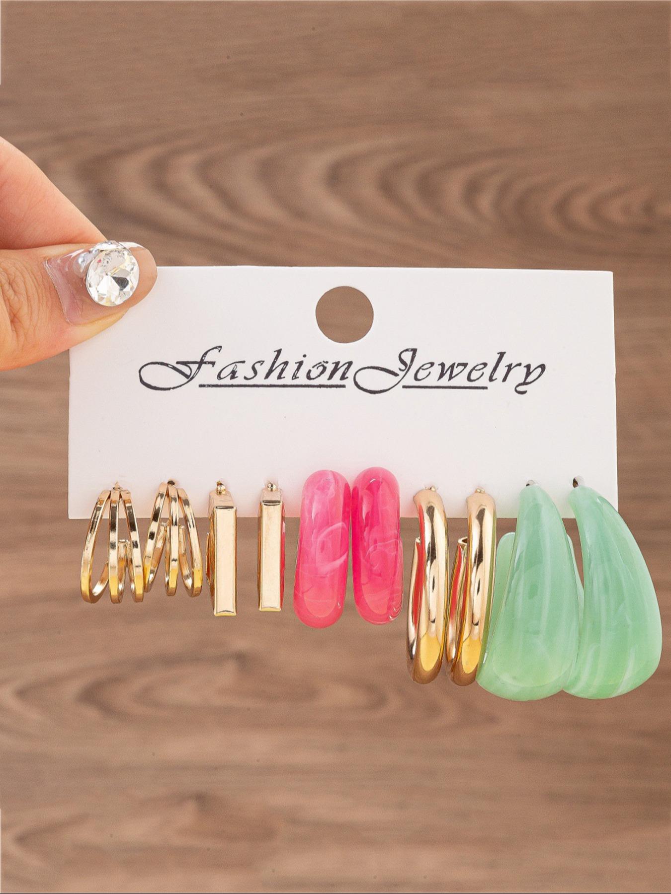 Mixed Color C-shaped Hoop Earrings, Hoop Earring Sets, Fashion Jewelry for Party, Daily Clothing Decor, Pride 2025, LGBTQ, Trendy All-match & Exquisite Jewelry for Birthday Gift