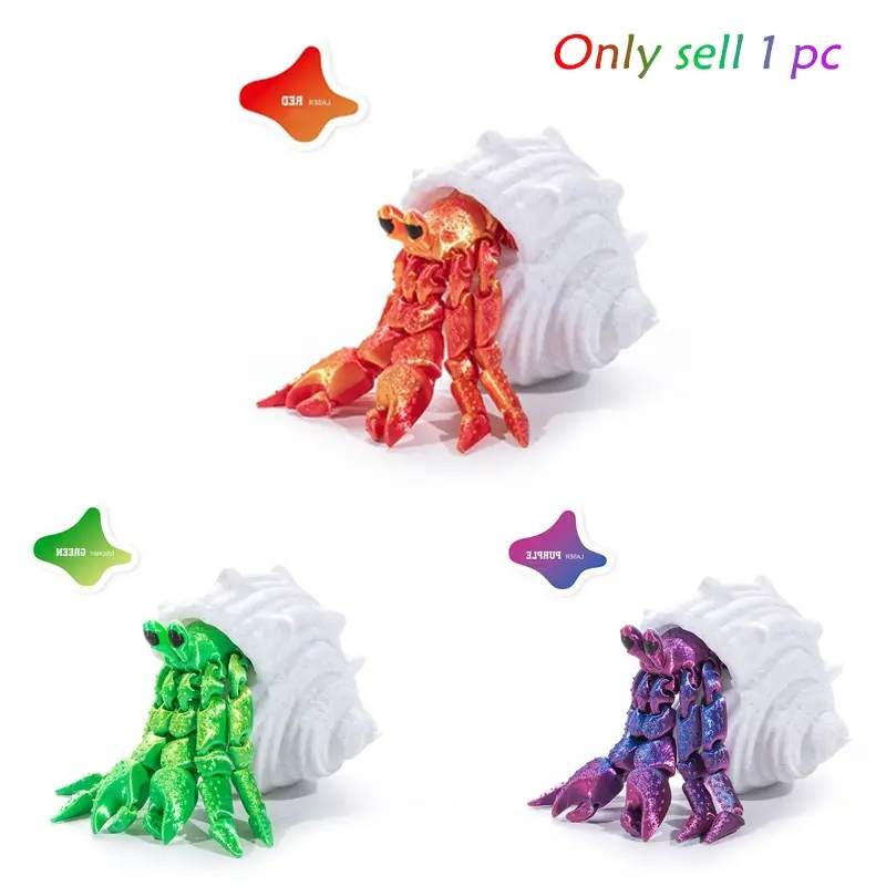 3D Printed Fun Hermit Crab Model, Detachable Joints, Plastic Figurines, Indoor Outdoor Decor, Aquarium Theme, Halloween, Christmas Gift!