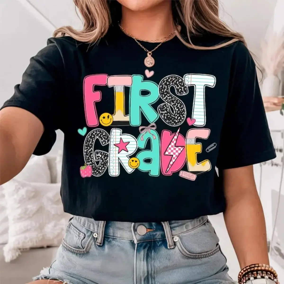 100% Cotton First Grade Shirt, Custom Teacher Shirt, 1St Grade Teacher Shirt, Back To School Shirt,Elementary Teacher Shirts,Teacher Gift Golf Gift T-Shirt For Men And Women
