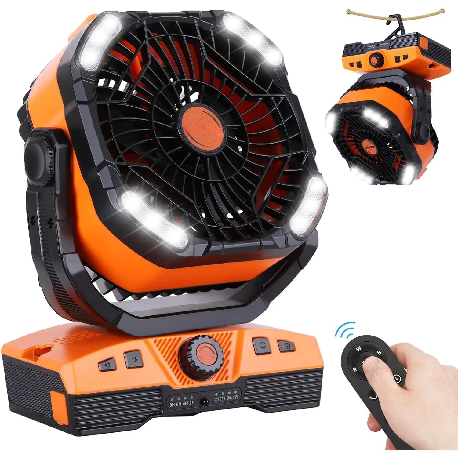 Camping Fan Oscillating Portable Fan   Fans Rechargeable Camping essentials with Light Hook, 270° Pivot USB Desk  Operated Outdoor Tent Travel