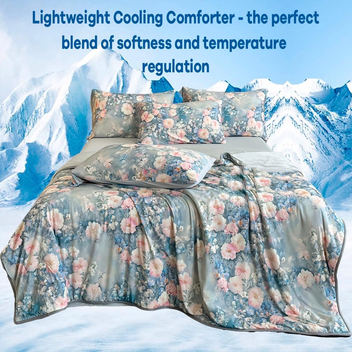 Solid Color Cooling Comforter, 1 Count Soft Breathable Skin-friendly Cooling Comforter, Cool Bedding for Home Office Use in Summer, Breathable Duvet Set, Lightweight Duvet, Machine Washable Duvet