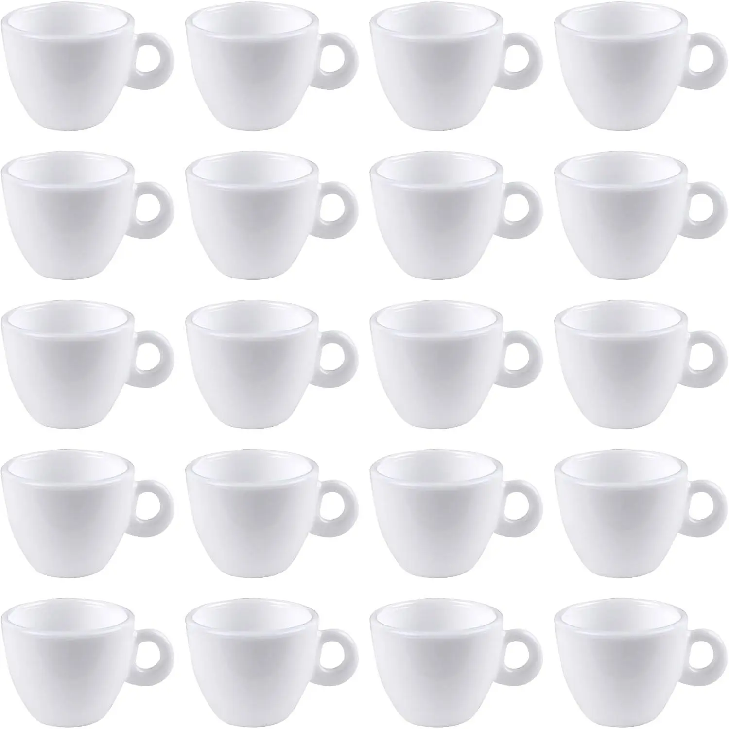 , 20 Pack Mini Coffee Cup Plastic White Mug  Cup For Kitchen Decoration