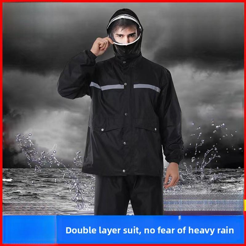 Two-piece raincoat for heavy rain, adult reflective raincoat, outdoor fashion, double-layered, suitable for cycling and outdoor work