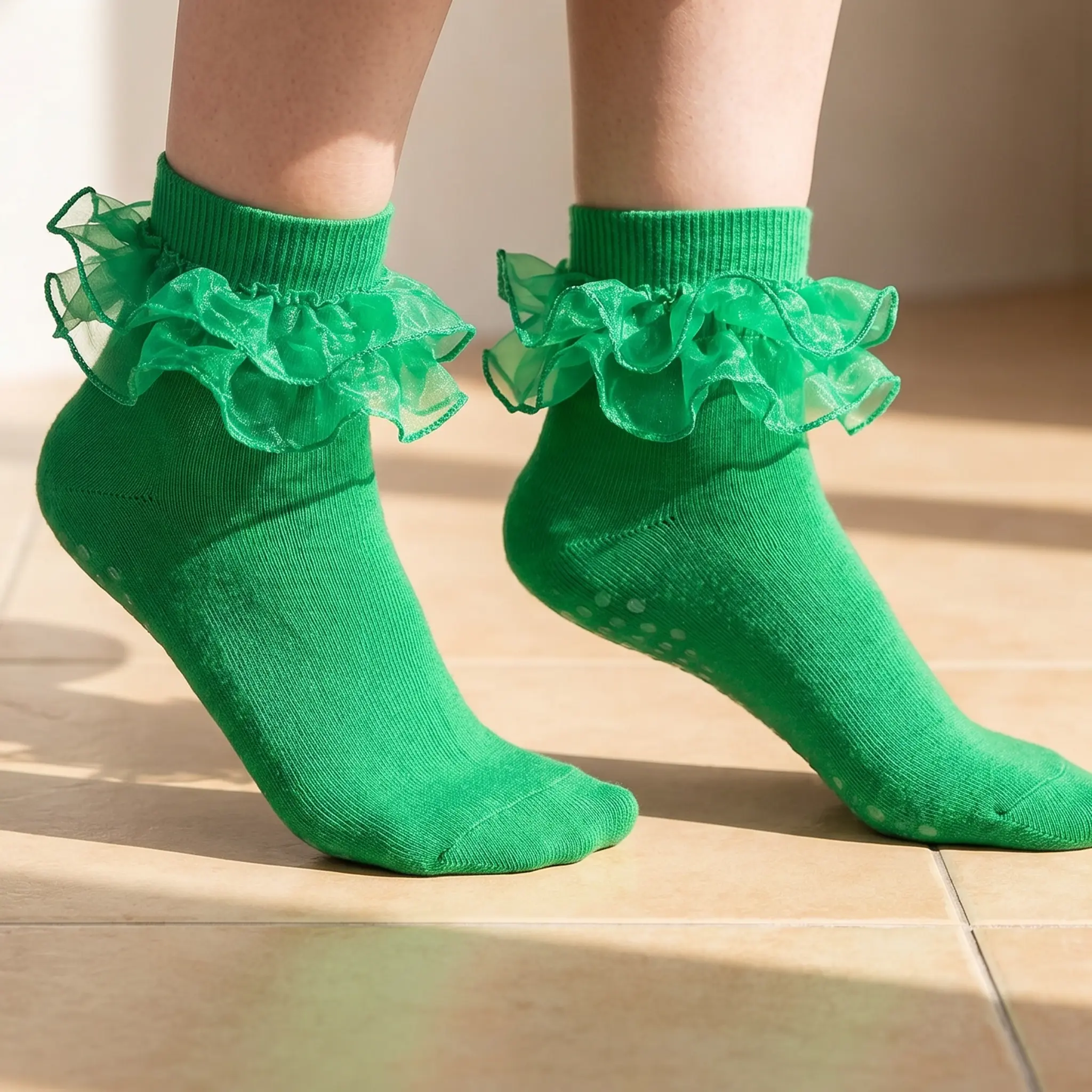 Women's Big Double-Ruffle Turn-Cuff Dress Socks