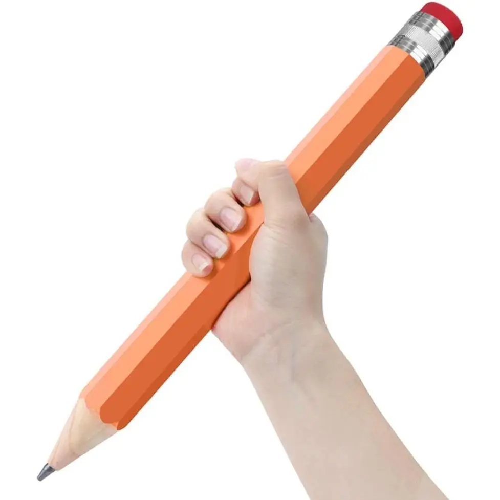 Wooden Jumbo Pencils for Prop/Gifts/Decor - 14 Inch Funny Big Novelty Pencil with Cap(Orange Red) for Schools and Homes