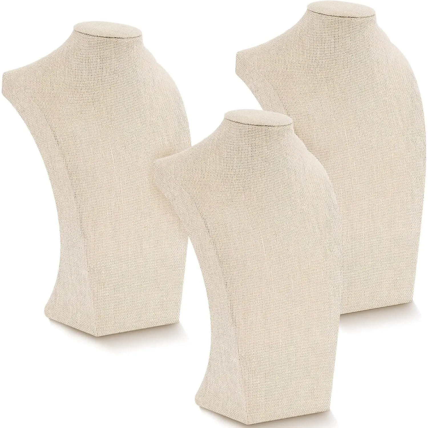3 Pcs Linen Jewelry Display Bust Necklace Display Stand Necklace Mannequin Holder for Jewelry Selling Trade Shows