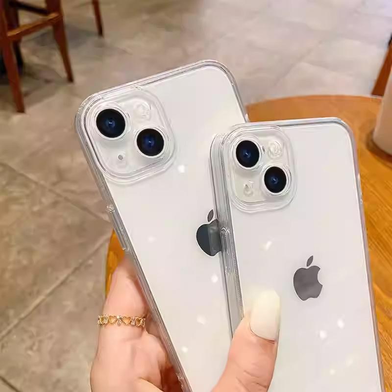 Ins Minimalist Transparent TPU Soft Silicone iPhone Case for All Models 13 14 15 16 17 Anti Drop Protection