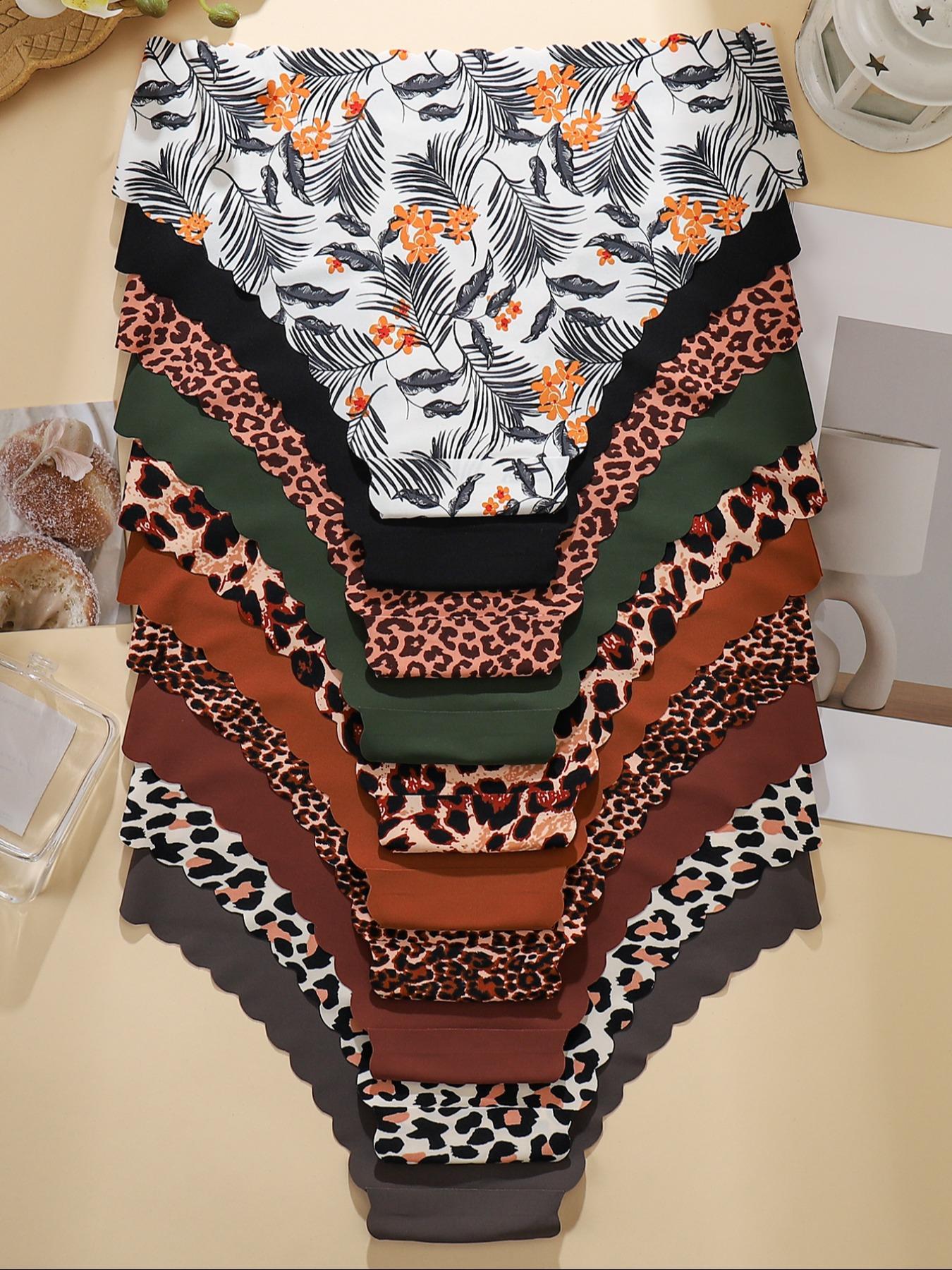 10-Piece Maillard Color Set | Leopard Print Contrast Underwear Seamless Panties – Luxury Lives in Every Detail– Seamless Adhesive Tape Craft ensures zero tightness, merging comfort and sophistication effortlessly