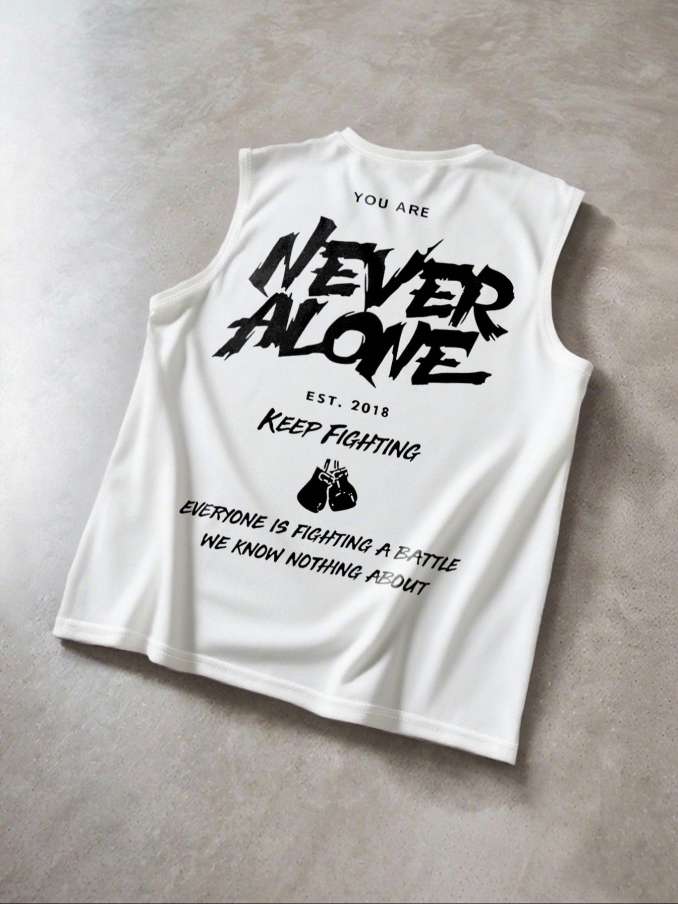 Men's Sleeveless Muscle Fitness Tank Top, Fashion Letter Print Casual Vest, Breathable Summer Underlayer Shirt, Comfortable Sportswear, Activewear, Sleeveless Gym Tops