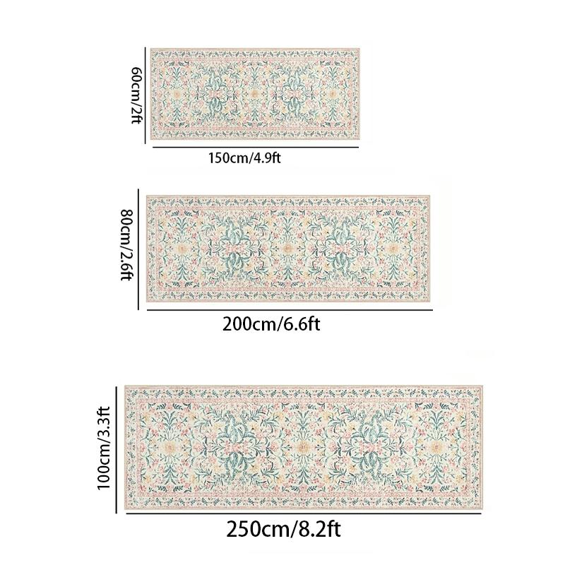Floral Pattern Runner Rug, Non-slip Soft Floor Mat, Decorative Carpet for Home Living Room Bedroom Dining Room, Boho Runner Rug, Floral Area Rug, Home Decor