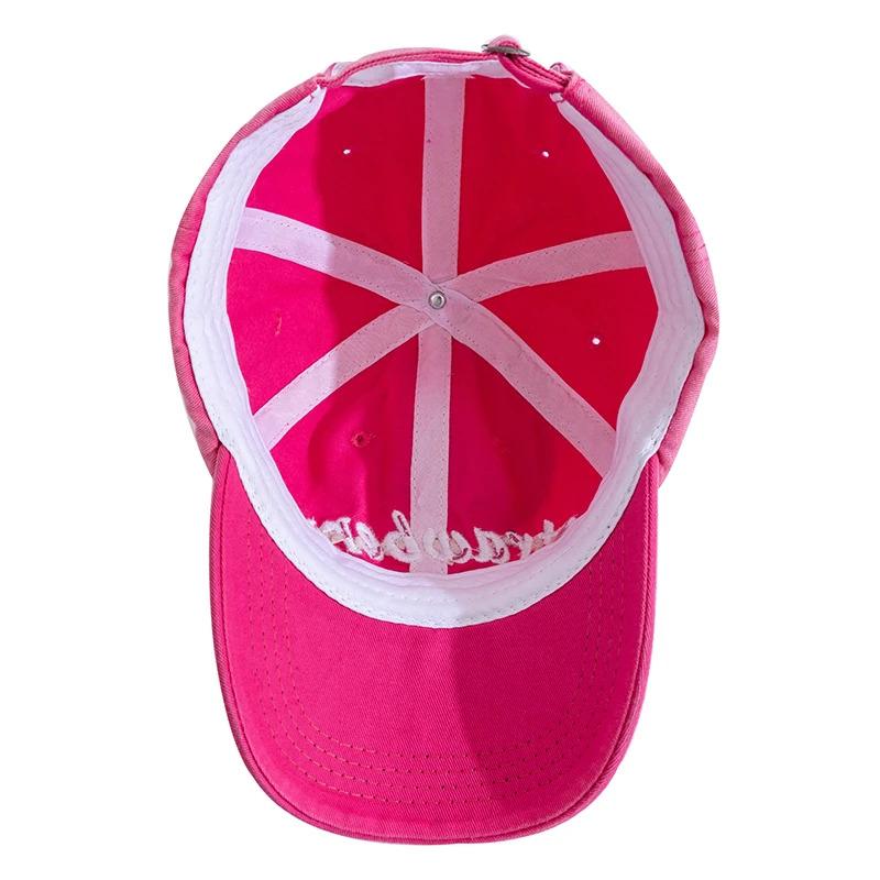 New Women Washed Cotton Cap Strawberry Embroidery Gradient Color Baseball Cap Female Outdoor Fashion Dad Hats