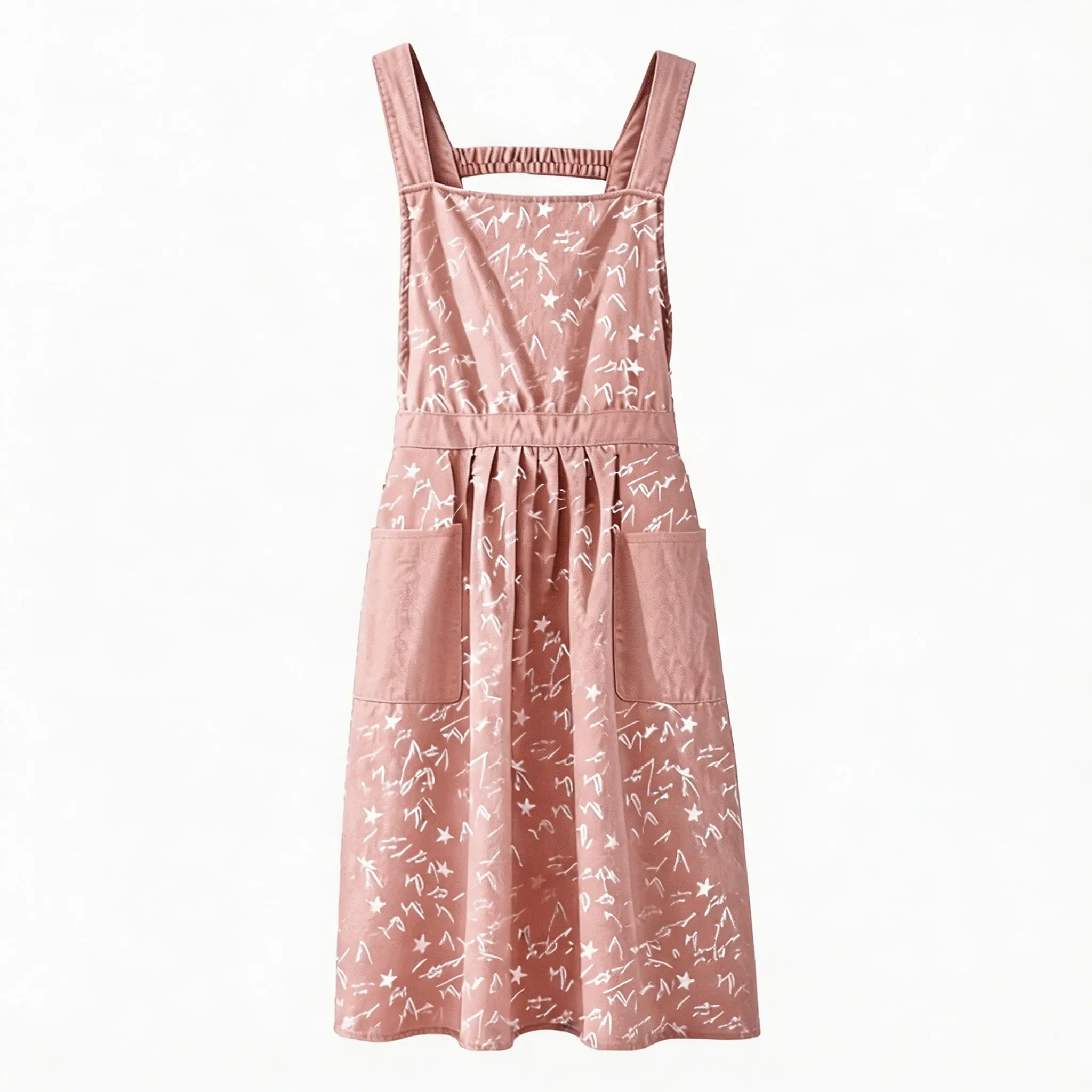 1pc Cute Floral Pinafore Apron Dress, Cotton Baking Smock With Pockets, Cottagecore Kitchen Apron For Women