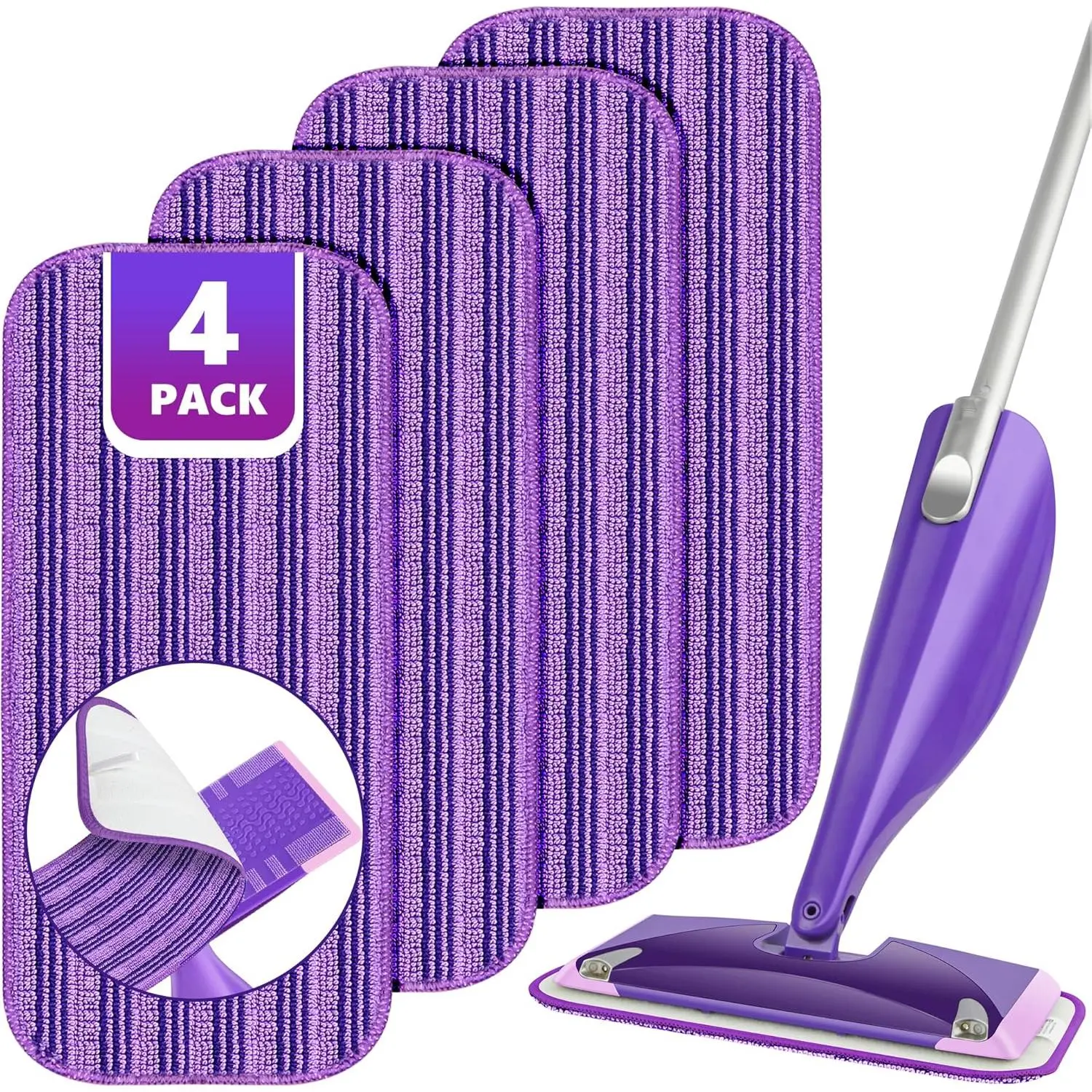 Mop Pads Compatible with  Wet Jet, Wet Jet Pads Refills for  Mop, 4 Pack Microfiber  Pads for Hardwood Floor Cleaning, Dry Wet Mopping Cloths for 12" Wet Jet Refill