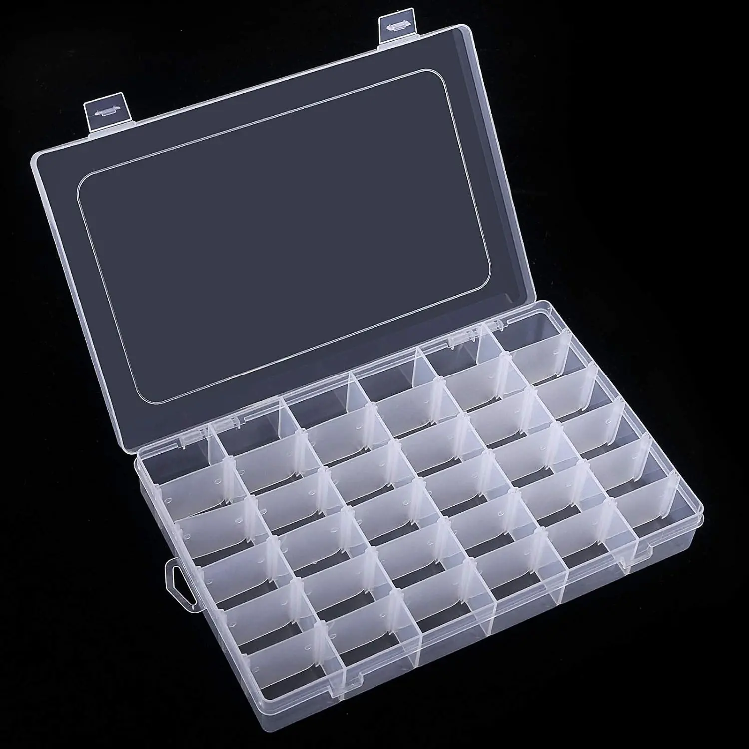 36 Grids Clear Plastic Organizer Box with Adjustable Dividers, 36 Compartment Clear Storage Container for Bead Organizer, Fishing Tackles, Felt Board and  Storage