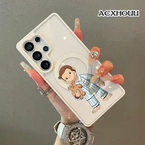 Magnetic Vintage Case for SAMSUNG S26 ULTRA S25 S24 S23 S22,Curious George BedtimeAesthetic Vibes Lightweight,Shockproof,Silicone,Scratch Resistant,and Cute