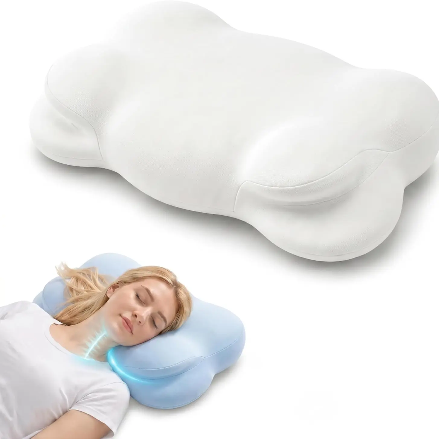 Multi-shaped curved bed pillow, soft and comfortable sleeping cushion, ergonomic pillow, with washable cover, effectively supporting the head and shoulders, suitable for various sleeping postures, ideal choice for rest in  family bedrooms.