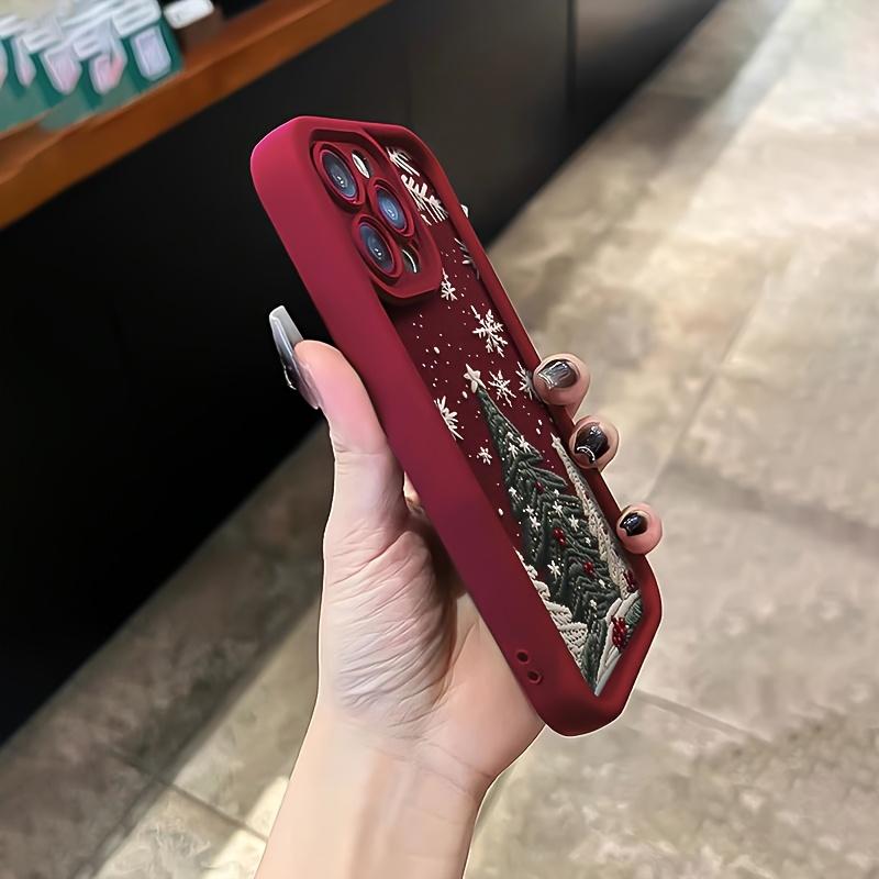 Gaozhu Red Wine Colorful Christmas Trees TPU Anti-Drop Full Protective Case for Apple iPhone 6-16 Pro Max Festive Design c2