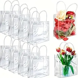 The gift bag given to her/him - PVC material with handle and button design - durable and reusable transparent bag, suitable for weddings, birthdays, Valentine's Day, Christmas, Thanksgiving - high-quality gift packaging, party souvenirs and holiday decora