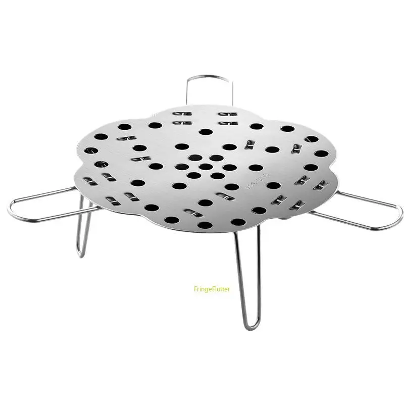 304 Stainless Steel Collapsible Portable Folding Steaming Rack - Retractable Expandable Steamer Grid with Even Steam Circulation, Heat Resistant, Fits Most Pots and Pans for Camping, Home Kitchen Camp Cookware