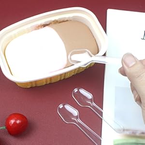 Make food sampling easy and clean with these 1000 mini clear taster spoons!Made of sturdy food-safe plastic, 2.95 x 0.79 inch slim design works wonderfully for jelly, ice cream, cake, spices, and appetizers.Disposable convenience