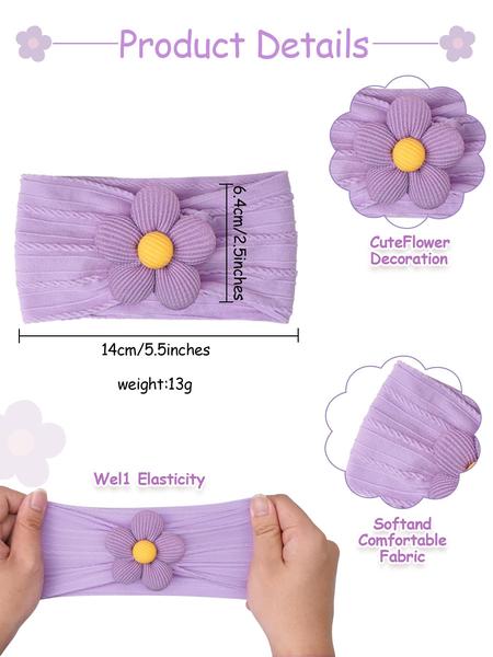Baby Hair Band Set of 3 or 12, Soft Nylon Floral Headbands for Girls, Comfortable and Elastic Hair Accessories, Delightful Floral Design