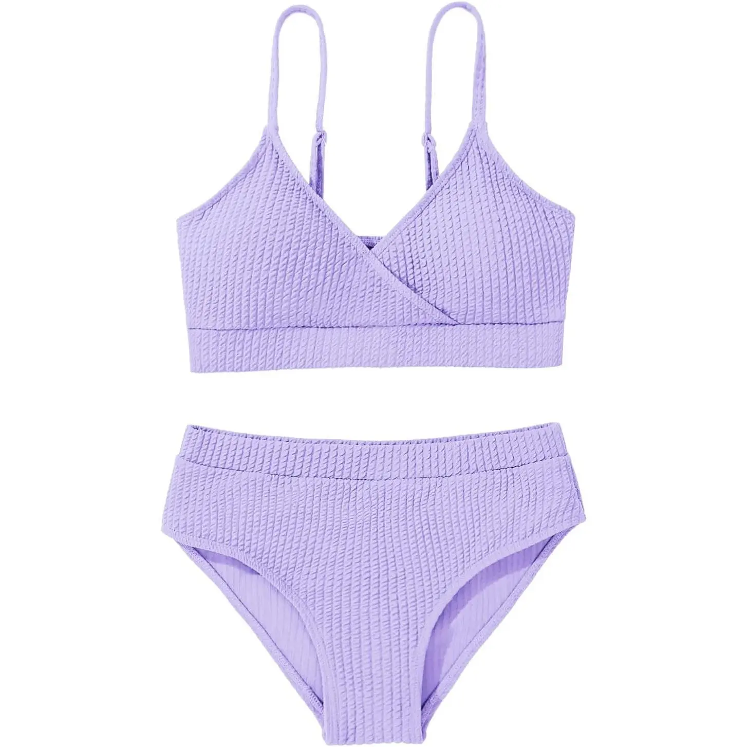 Girls' Two-Piece Swimsuit Solid Spaghetti Strap Bikini Set Beach Swimwear Bathing Suit for Teen Girls(Gift)