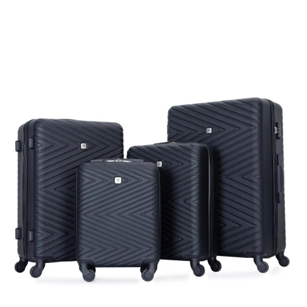 4-Piece Acrylonitrile Butadiene Styrene (ABS) Lightweight Luggage Set with 4 Wheels 360 Rotation Spinners, TSA Combination Padlock, Snap Buttons, Adjustable Pull Rod - 16/20/24/28 In Stackable Storage Bins for Travel & Home Organization