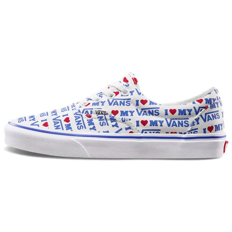 Vans Era I Heart My Vans Canvas Low-Top Skate Shoes for Men and Women in White and Blue Verifiable, with credentials and supporting global authentication