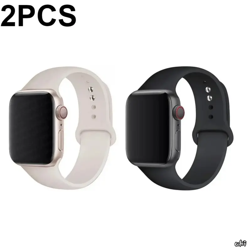 Women's 2-Pack Sweatproof Silicone Sport Watch Bands - Smartwatch Accessories, Wearable Tech Accessories, Durable Straps Compatible with 38-49Mm Smart Watches (Bands Only) for Daily Wear & Fitness Workouts (2pcs-1)