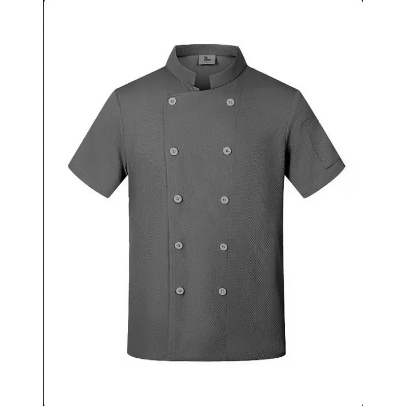 Men's Short-Sleeve Chef Wear - Male Kitchen Work Uniform with Uniform Look for High-End Hotels, Restaurants