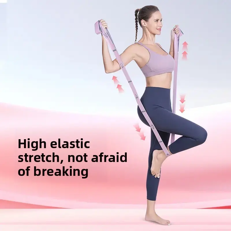 Segmented Yoga Stretch Strap, Adjustable Fit Nylon Fabric Band with Multi-Level Loops for Full Body Yoga Stretching and Posture Correction, Full Body Strap, Adjustable Loops, High Elasticity, Multi-Level Stretch, Segmented Strap