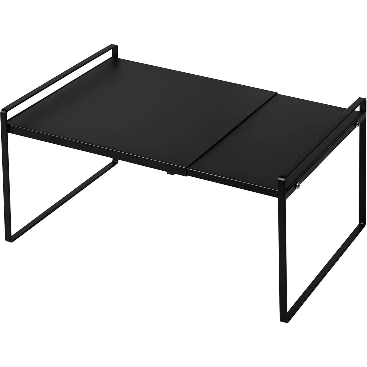 Cabinet Shelf Organizer Expandable, 12 Inch Deep Adjustable 13 to 24 Inch Metal Shelf Riser for Kitchen Pantry Cupboard Countertop Under Sink, Heavy Duty Stackable Storage Rack, Black