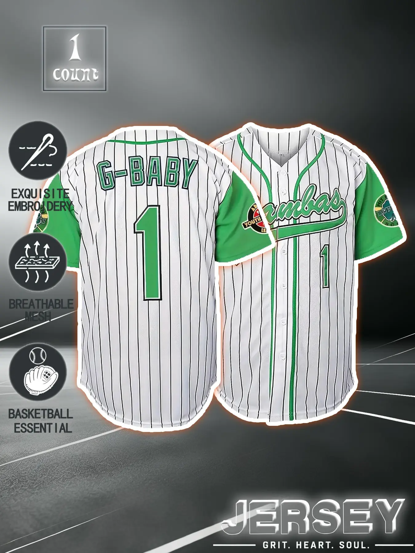 Men's Baseball Shirt # 1 Kekambas, Embroidered Casual Baseball Cardigan, Comfortable and Stylish Sportswea