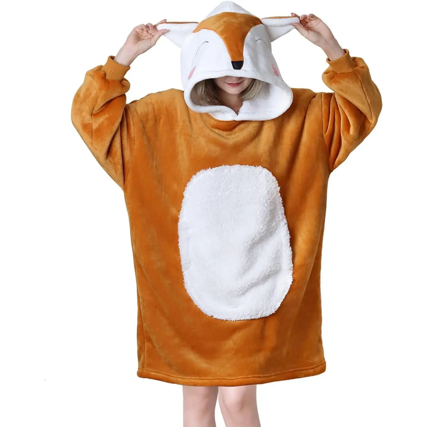 Wearable Blanket Hoodie,  Flannel Comfy Sweatshirt for Adults,Warm Cozy Hooded  Blanket